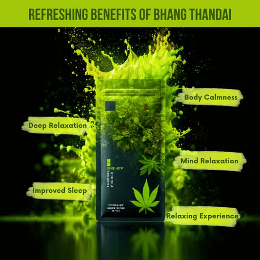 Health benefits of Duke Hemp Bhang Thandai Powder with traditional herbal ingredients and premium Vijaya blend