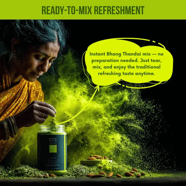 How to prepare and consume Duke Hemp Bhang Thandai Powder with milk and traditional Indian ingredients